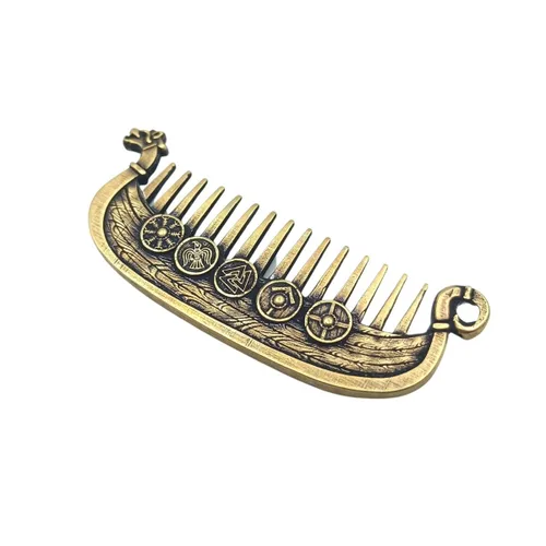 Vista 2 de Peine de metal para barba Viking Drakkar Custom bigote cuidado y belleza