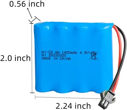 Vista 2 de Batería recargable Ni-CD AA X 4 1400mAh (actualización de 500mAh) 4.8V SM-2P enchufe para RC Toy Electrodomésticos Equipo de iluminación con cable