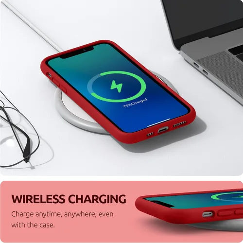Vista 5 de SURPHY Funda compatible con iPhone 11 Pro de 5.8 pulgadas, funda gruesa de silicona líquida (con forro de microfibra) para 11 Pro 2019, color rojo