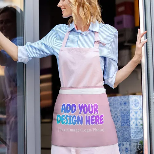 Vista 50 de AXKEUDO Delantal personalizado con bolsillos, delantales de cintura para camarera para cocinar en casa, restaurante, servir trabajo