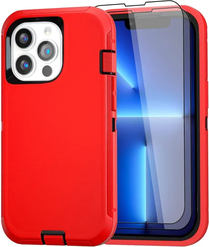 Vista 11 de Funda para iPhone 13 Funda 6.1" con Soporte Plegable y Clip para Cinturón con 2 Protectores de Pantalla + 2 Protectores de Lente de Cámara, Cubierta