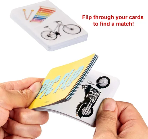 Vista 4 de Mattel Games Juego de cartas PIC FLIP con 110 cartas en una lata decorativa, es un gran juego para niños de 7 años en adelante