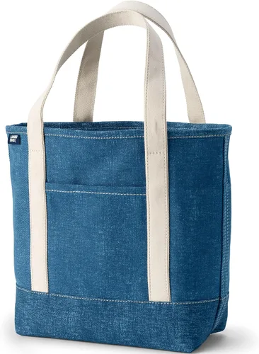 Vista 25 de Lands' End Bolso de lona abierto Natural/Azul marino radiante