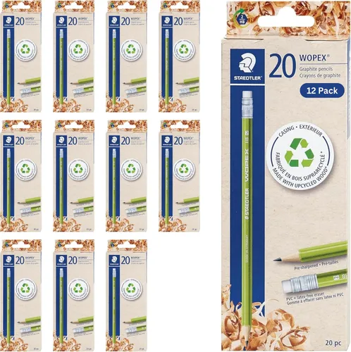 Vista 8 de STAEDTLER WOPEX - Lápices preafilados #2, paquete de 6, 20 unidades por caja (120 unidades) Forma triangular ergonómica, resistente a la rotura
