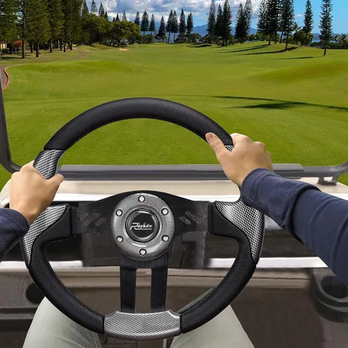 Vista 6 de Roykaw Volante universal para carrito de golf compatible con EZGO RXV TXT, Club Car DS Precedent Tempo, Yamaha G29 Drive Drive 2, diseño universal