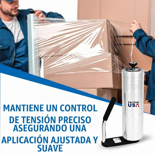 Vista 5 de ¡Hecho en EE. UU! Dispensador de película elástica de resistencia industrial - Palpak100 Envolvedor de palés liviano – Perilla de ajuste