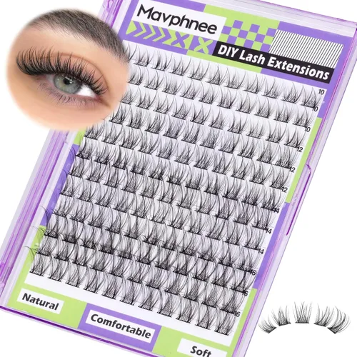 Vista 11 de Extensiones de pestañas en racimo naturales DIY, extensiones de pestañas en racimo con curva C, extensiones de pestañas en racimo para ojo de gato