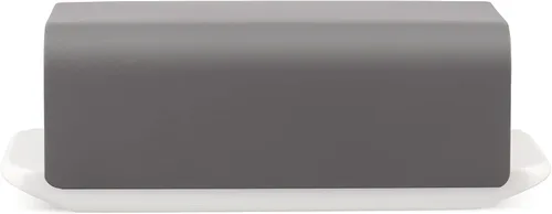 Vista 2 de Alessi Mattina BG04 DG - Mantequera de porcelana con tapa en acero inoxidable 18/10, color con resina epoxi, color gris oscuro