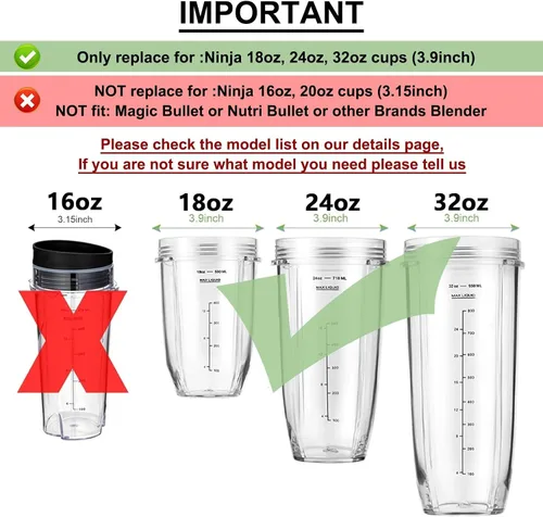Vista 6 de Paquete de 2 vasos de licuadora de repuesto para Ninja, vasos de licuadora de 24 onzas con tapas para llevar, compatibles con Nutri Ninja Auto IQ