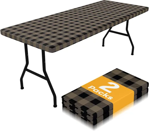 Vista 15 de Smiry Mantel de Mesa de Picnic Paquete de 2, Manteles Ajustables Elásticos Impermeables para Mesas Rectangulares de 18 x 72 pulgadas, Mantel