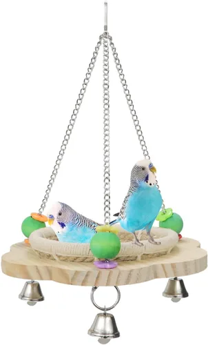 Vista 8 de Wontee Nido de pájaros, loro de cría de loros, columpio colgante para periquitos, periquitos, conures, cacatúas, caique, loro senegal