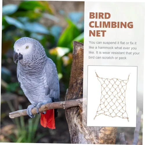Vista 8 de Mipcase Juguetes de escalada, 2 piezas, red de escalada para loros, cuerda de escalada para pájaros, hamaca para mascotas, pinzón, accesorios