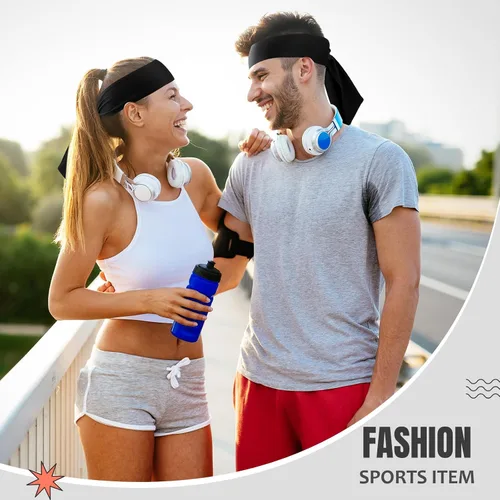 Vista 4 de Hiboom Paquete de 18 diademas deportivas para hombres y mujeres, diademas de karate ninja, bandas elásticas para el cabello para jugar tenis