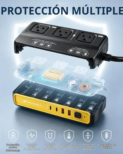 Vista 5 de Convertidor de corriente de 220 V a 110 V de la UE a EE. UU., Convertidor de voltaje de 2000 W para viajes por Europa, convertidor de corriente