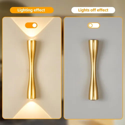 Vista 7 de Aomesinc Moderno aplique de pared dorado arriba y abajo, lámpara LED de interior para dormitorio, sala de estar, baño, mesita de noche, pasillo