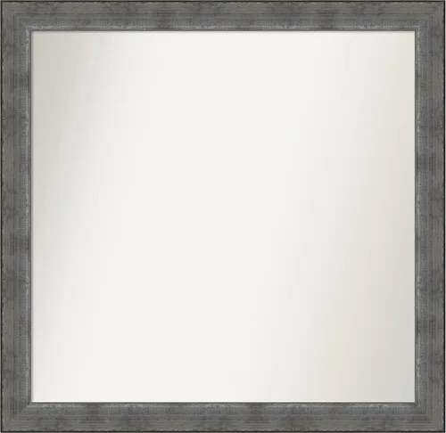 Vista 541 de Amanti Art Espejo de baño plateado para sobre el fregadero, 24 x 24 pulgadas, espejo cuadrado de peltre forjado a medida, marco de madera casual