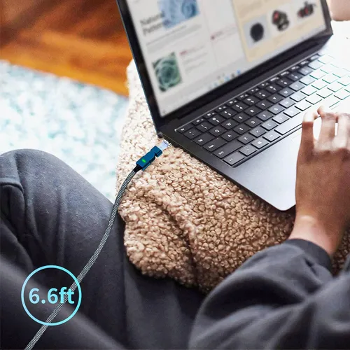 Vista 8 de Cable de carga magnético USB C de 100 W, rotación de 180°, cable de carga magnético 2 en 1 para teléfono [2 unidades, 4/6.6 pies], transferencia