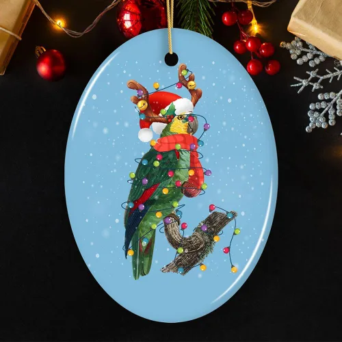 Vista 3 de Adornos de Navidad con temática de animales (adorno de Navidad de loro)