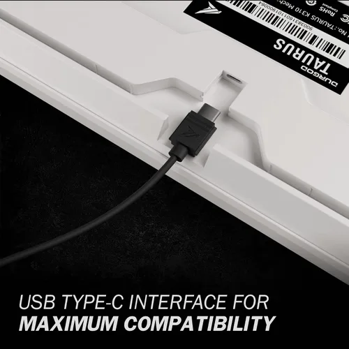 Vista 5 de DURGOD Teclado mecánico para juegos con interruptor Cherry MX Speed Silver Switch USB C Interface Tenkeyless 104 teclas PBT Teclas antifantasma