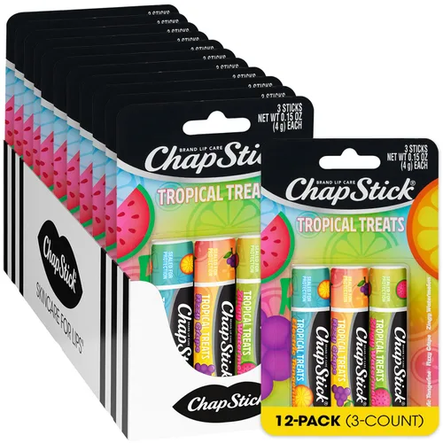 Vista 10 de ChapStick Hidratante de labios, fresa clásica, paquetes de 3 (12 juegos/36 tubos) – Bálsamo labial a granel, afrutado y dulce, 0.15 oz Ea