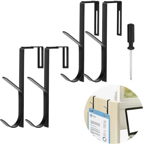 Vista 8 de Wehhbtye Ganchos Dobles Ajustables para Abrigos, Gancho Grueso para Abrigos de Pared de Cubículo, Gancho Doble de Metal Sobre el Panel Ajustable