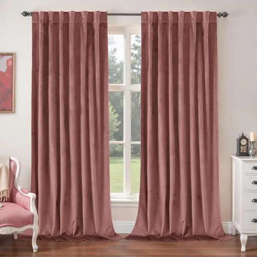 Vista 20 de BGment Cortinas de terciopelo rosa polvoriento, 2 paneles de 84 pulgadas, 2 paneles para sala de estar, aislamiento térmico de lujo, reducen
