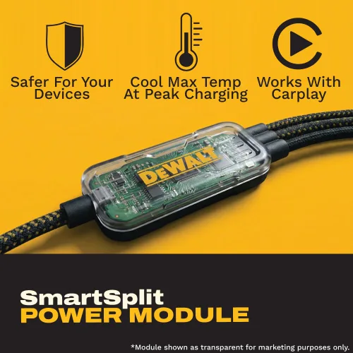 Vista 11 de DEWALT Divisor inteligente USB-C a USB-C de 100 W - Transferencia de datos y carga rápida, salida de 1 a 3, reforzado con Kevlar, 6 pies de servicio