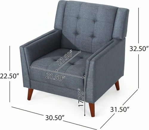 Vista 3 de Christopher Knight Home Evelyn Mid Century - Sillón de tela moderna, color gris oscuro, nogal