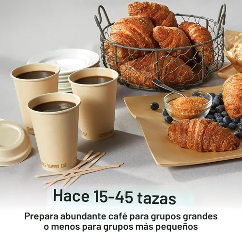 Vista 2 de Hamilton Beach Urna de café de 45 tazas y dispensador de bebidas calientes, color plateado Fast Brewing 1 Minute Per Cup Makes 15-45 Cups