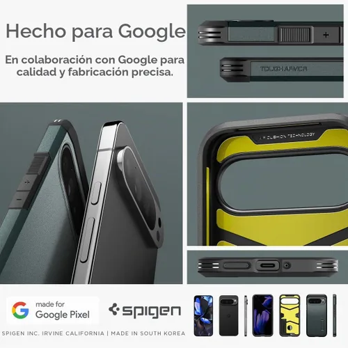 Vista 8 de Spigen Tough Armor - Funda diseñada para Pixel 9 Pro XL (2024) [Protección de grado militar] [Soporte con patas] - Verde abismo
