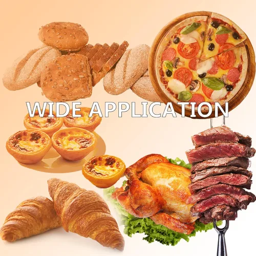 Vista 6 de Horno de pizza comercial Horno de pizza eléctrico móvil de doble cubierta Horno de pizza de acero inoxidable multiusos para restaurante con ruedas