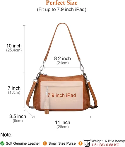Vista 5 de Over Earth Bolsos de cuero para mujer, bolso de hombro pequeño Hobo para mujer