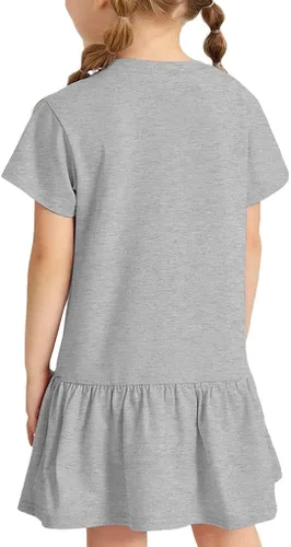 Vista 3 de Vestido de perezoso acanalado para niños pequeños, vestido de flores para niñas, vestido gráfico para niños pequeños