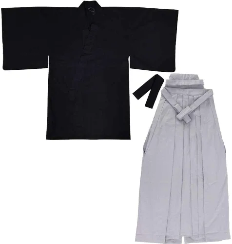Vista 3 de Edoten Japonés Samurai Hakama Uniforme NV-GY M, Hkmsnvgy3