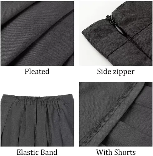 Vista 7 de Minifalda plisada de cintura alta, faldas de tenis para mujeres y niñas, uniforme escolar, falda de animación con pantalones cortos, 2T-4XL