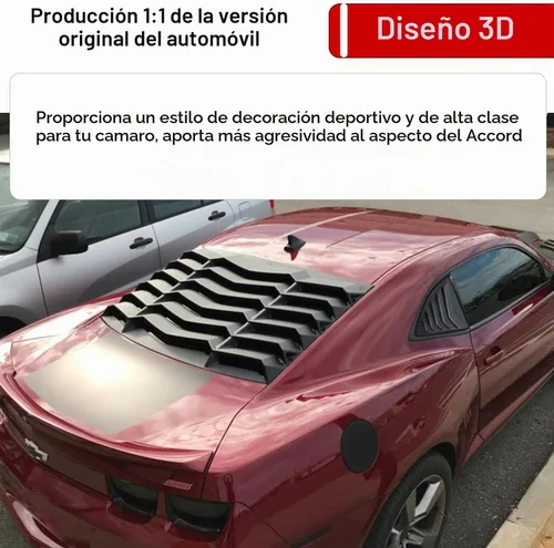 Vista 3 de Rejillas para ventana trasera para Chevrolet Chevy Camaro 2010 2011 2012 2013 2014 2015, parabrisas, estilo Lambo, mate negro, ABS, cubierta parasol