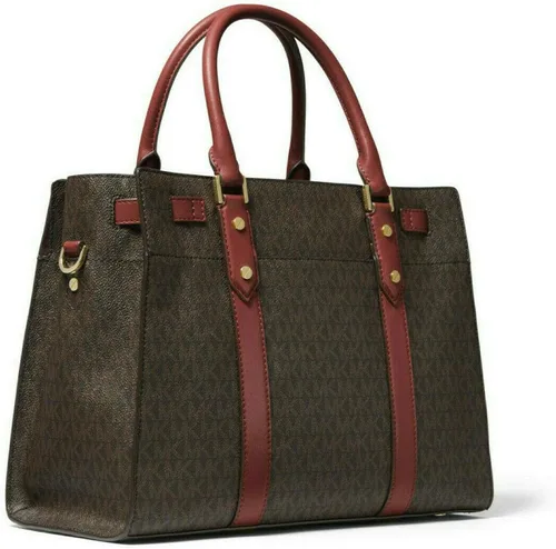 Vista 2 de MICHAEL Michael Kors Nouveau Hamilton Large Logo y Bolso de cuero en MarrónBrandy