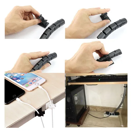 Vista 6 de 100 clips de cable autoadhesivos multiusos ajustables de 3 tamaños, abrazaderas de alambre, organizadores de cables para gestión de cables