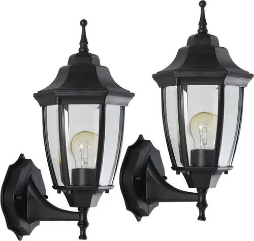 Vista 9 de Paquete de 2 lámparas de aluminio impermeables para exteriores, luces de porche exteriores, apliques de pared al aire libre, luces de porche