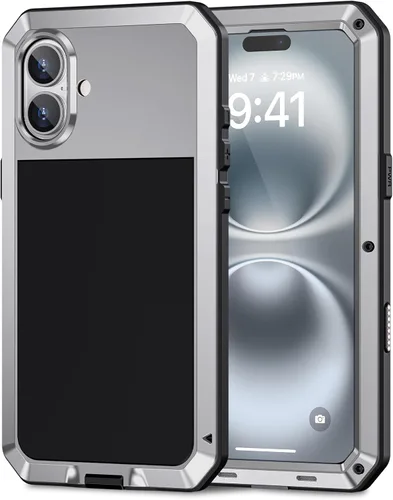 Vista 10 de Lanhiem Funda para iPhone 7 Plus/8 Plus, resistente a los golpes, [Tough Armour], funda de metal con protector de pantalla integrado, funda Negro