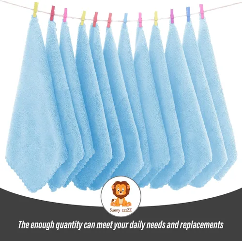 Vista 3 de Sunny zzzZZ Paquete de 24 paños ultrasuaves para bebé, 10 x 10 pulgadas, forro polar coral, ropa de lavado extra absorbente para bebés, bebés