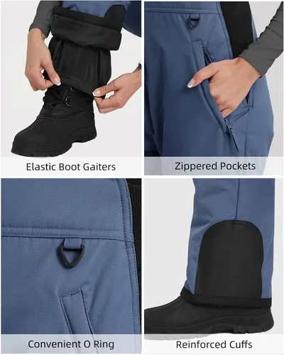 Vista 6 de Sportneer Pantalones de nieve para mujer, pantalones de esquí con aislamiento esencial para mujer, overol para esquí y snowboard