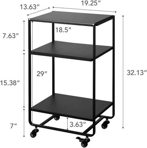 Vista 7 de YAMAZAKI Home Tower - Carrito organizador de 3 niveles de metal rodante con ruedas, carrito utilitario para cocina/baño, 32 pulgadas, acero