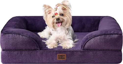 Vista 119 de EHEYCIGA – Cama ortopédica impermeable para perros pequeños, de espuma viscoelástica tipo caja de huevos, con bordes elevados y base antideslizante