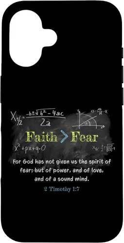 Vista 32 de Faith > Fear 2 Timothy 1:7 Christian Verse Math Equation Case for iPhone 17