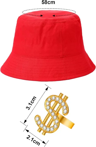 Vista 5 de Kit de disfraz de hip hop, accesorios de rapero de los años 8090, disfraz de hip hop, traje de los años 90 para hombres y mujeres, sombrero y lentes
