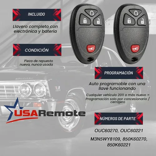 Vista 3 de Llavero de llave de coche con entrada sin llave y llave de encendido compatible con Chevy Silverado Avalanche Traverse / GMC Sierra Acadia / Pontiac