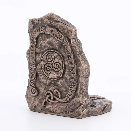 Vista 3 de Veronese Design Portavelas Viking Vegvisir Runestone de 5 3/4 pulgadas de alto con acabado de bronce