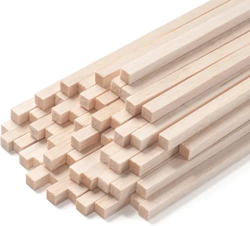 Vista 22 de Palitos de madera de balsa, tiras de madera de balsa, 20 varillas cuadradas de madera de 1/2 x 12 pulgadas para manualidades, palos de madera sin