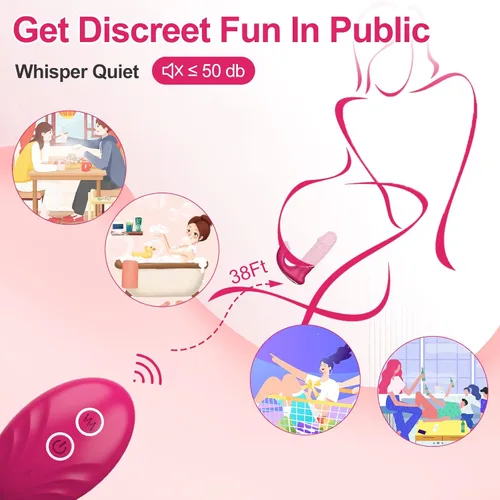 Vista 6 de Vibrador portátil con vibradores de control remoto con 12 potentes vibradores de empuje para adultos, juguete sexual para mujeres, parejas